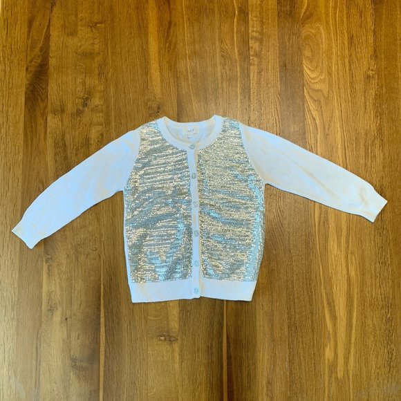 SEED HERITAGE Girls Sparkly Cardigan 2-3 2T Silver Sequins Toddler Girl Sweater - Picture 7 of 8